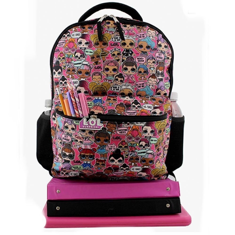 L.O.L. Surprise! Pink Kids Backpack - Cute Character Print